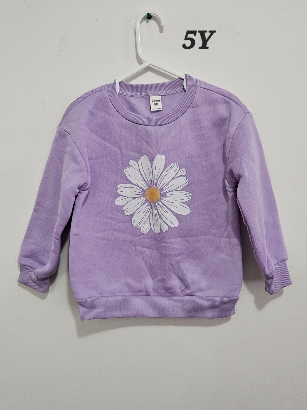 SHEIN Lavender Daisy Crewneck Sweatshirt - Kids